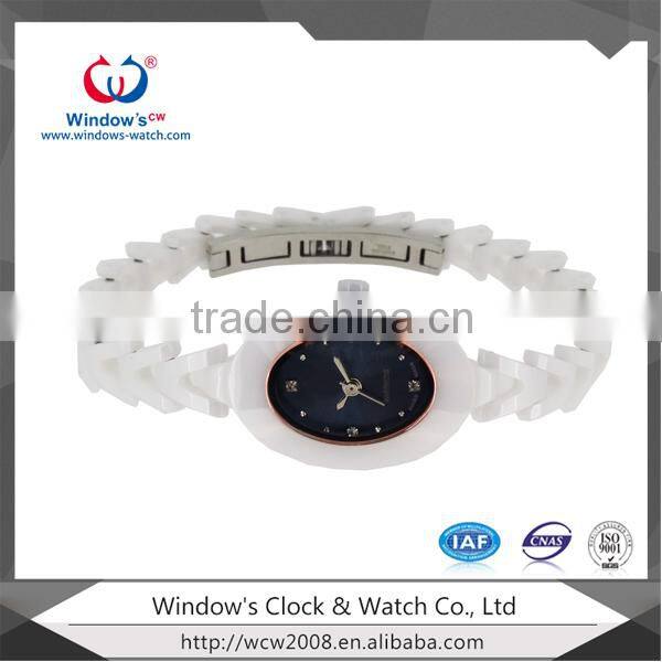 2015 unique design noble white ceramic women fashion hand watch