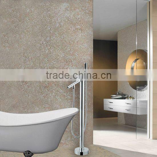 Single Handle Floor Standing Brass Bathtub Tap with Hand Shower