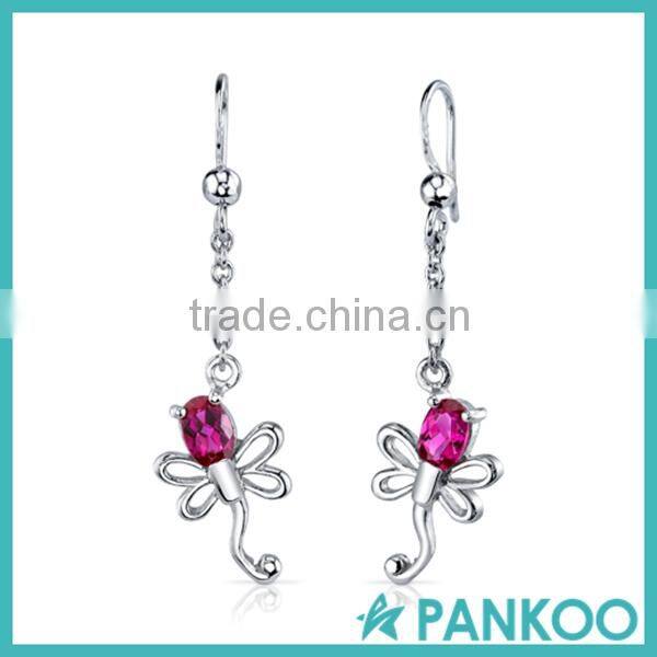 Dragonfly Oval Cut Sterling Silver Pendant Earrings Set