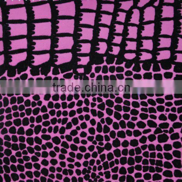 PU leather wholesale lots for sell with flock design for bag use