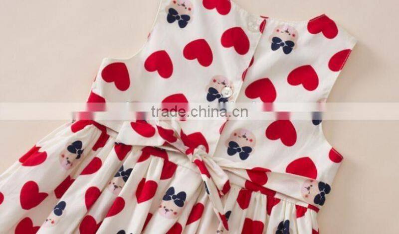 2016 new style children girls dress love heart printed dress wholesale OEM ODM