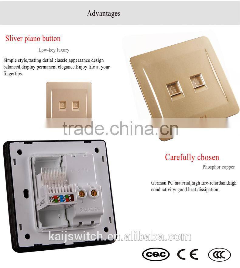 Electrical 2 port wall phone computer outlet network switch