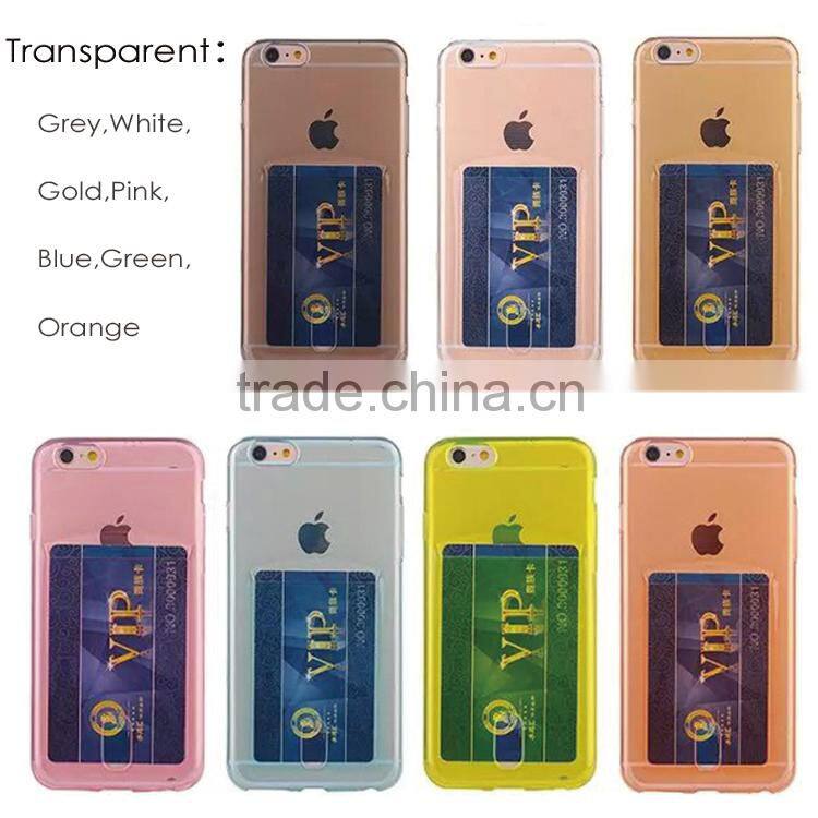 Newest multicolor anti-friction soft TPU with card slot slim transparent mobile phone case back cover for Apple iPhone 6