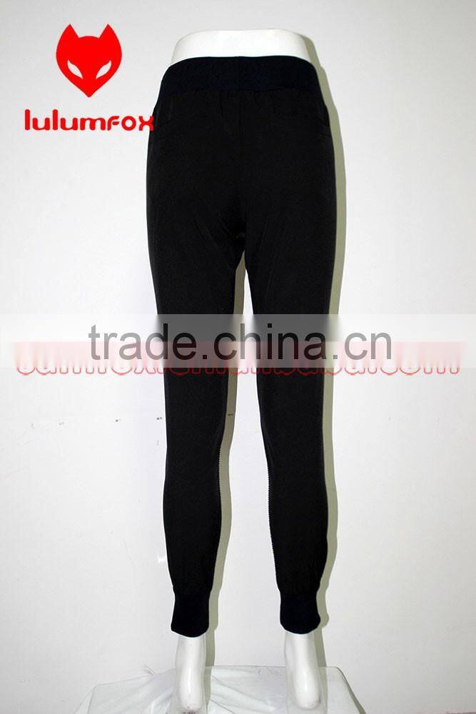 0096 OEM 97%POLYESTER 3%SPANDEX Draw String Women Mesh stitiching Woven Running Jogger Pants