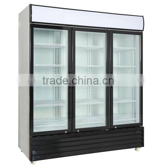 1500L Compressor three glass doors upright display showcase