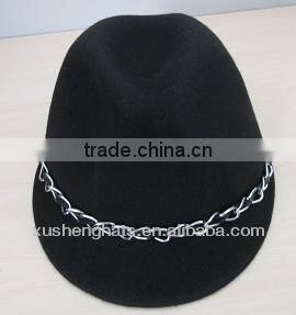 best selling black wool felt peaked cap with chain