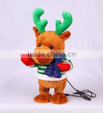 Animated swing body stuffed animal plush toy, christmas Reindeer with MP3 player function