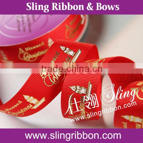 Gold Foil Printing Ribbon For Christms Day Decoration