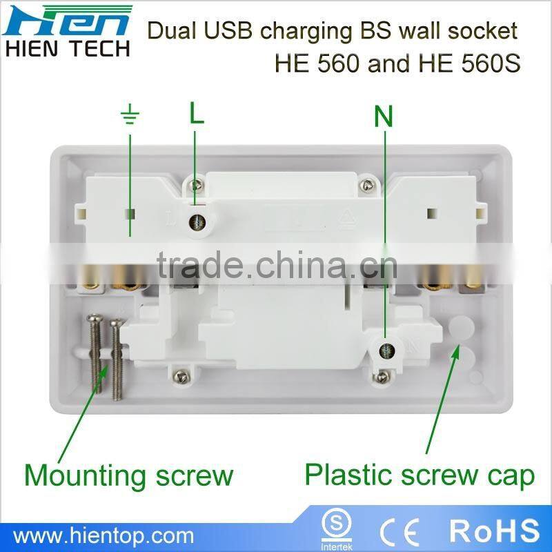 1Amp Dual USB Port UK Panel Socket Wall Charger Plug Power Adapter Outlet Plate 2 Gang