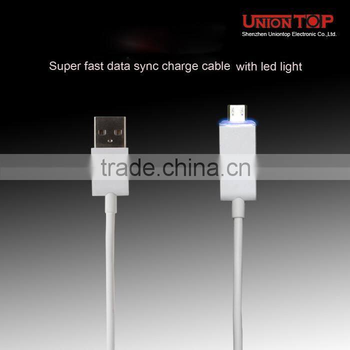 colorful fast charging micro usb cable bulk with led light for Samsung/Huawei/Xiaomi/HTC