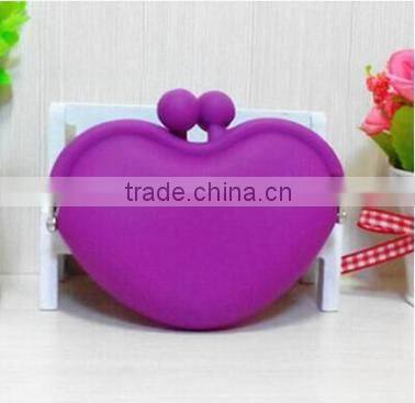Wholesale high quality heart shaped silicone purse,coin purse of silicone