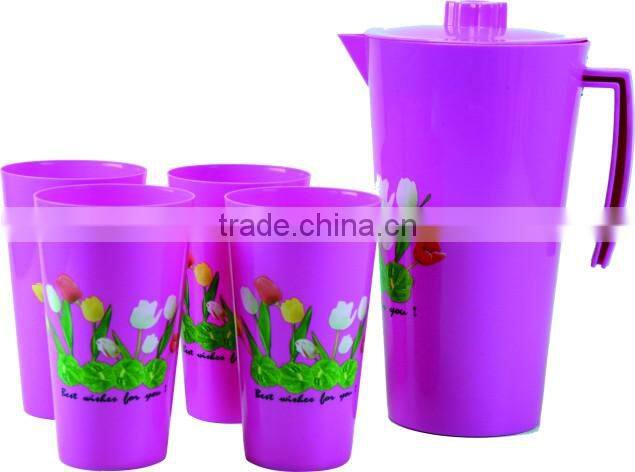 top quality lable in mould plastic 2L jug with 4 cups drinking set