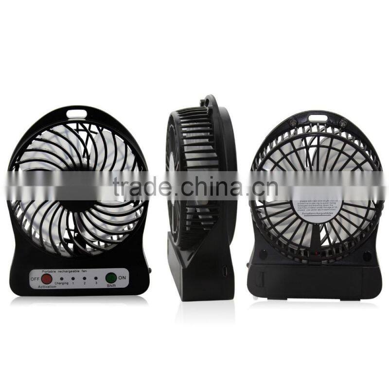4 Inch 3 Speeds Portable Mini Fan USB Rechargeable Desk Fan Cooling Fan for Notebook Laptop Computer, Indoor and Outdoor Use