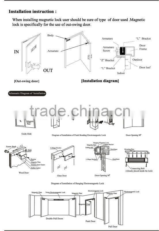 Aluminium Alloy 800Lbs Indicator Electric Magnetic Door Lock