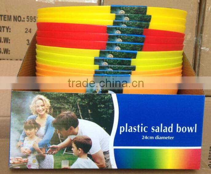 Plastic colored salad bowl 10 inch round in display box packing #TG1005EG