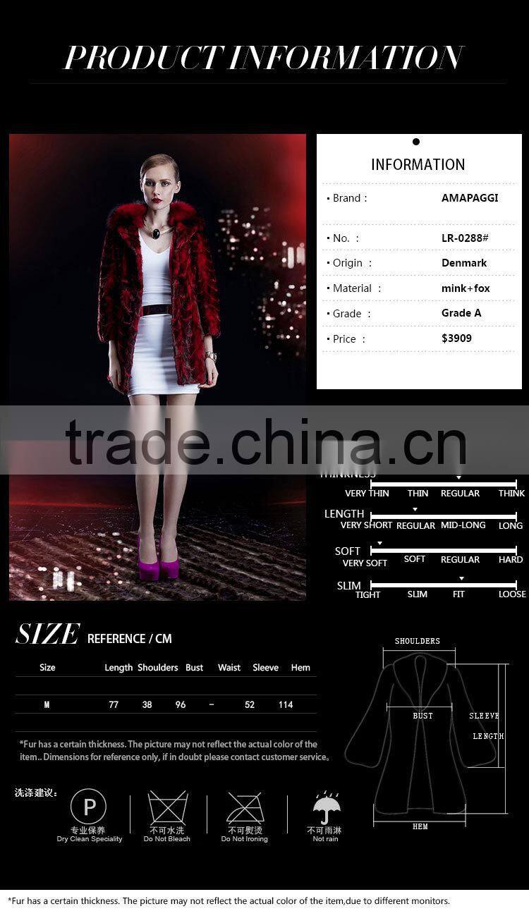 Fashion mink fur coats with fox collar jackets