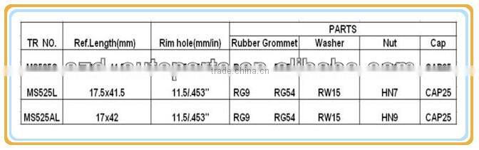 MS525 Aluminum Alloy Tyre Valve /New Ningbo Autoparts Clamp-in Tubeless Tyre Valves