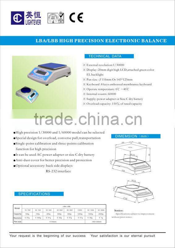 LBA30 balance scales quotes 150g to 3000g
