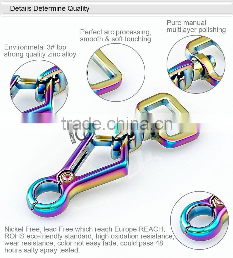 New Design Fashion Rainbow Color Metal Swivel Snap Hook For Clutch Bag