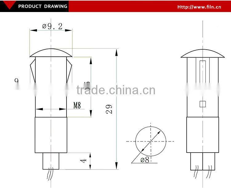 plastic waterproof 8mm 230v yellow blue red green white led motorcycle signal light