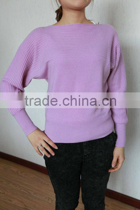 Ladies pure cashmere boat neck sweater