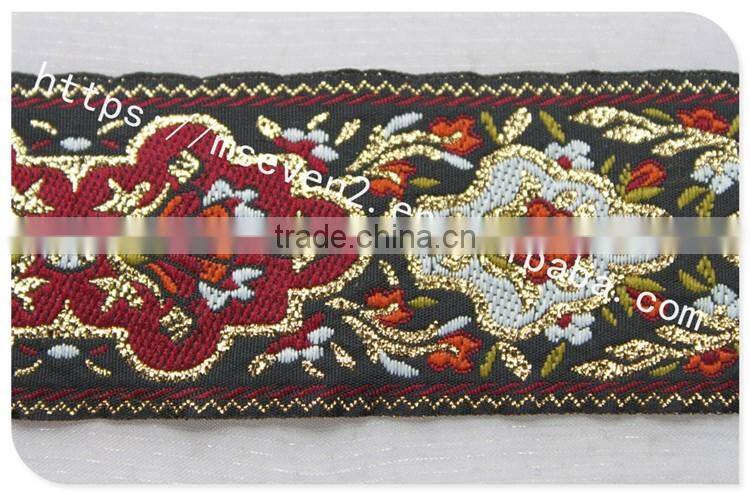 Newest 4.3cm width ethnic embroidery webbing polyester for garment/bag