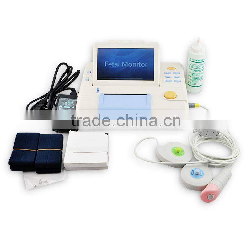 7" TFT 24-hour real-time Touch Screen Fetal Monitor machine TOCO FHR transducer PC platform