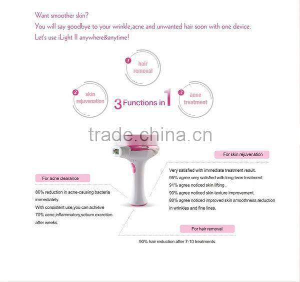 Embeded display with shot counter 95000 Shots DEESS GSD IPL Permanent Hair Home use IPL acne treatment ( three functions in one)