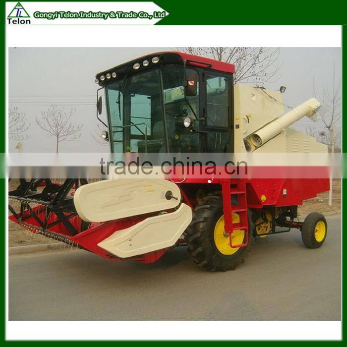 Rubber-tyred small wheat combine harvester machine