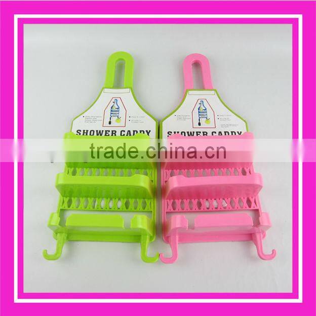 plastic shower caddy/plastic hanger basket in bathroom