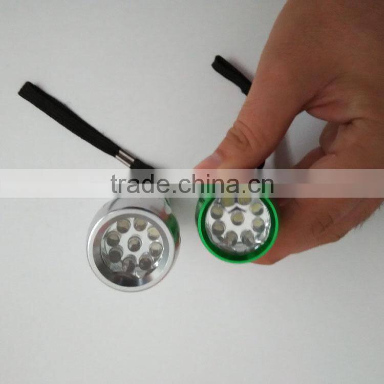 Aluminium alloy 3AAA Battery mini 9 LED torch flashlight