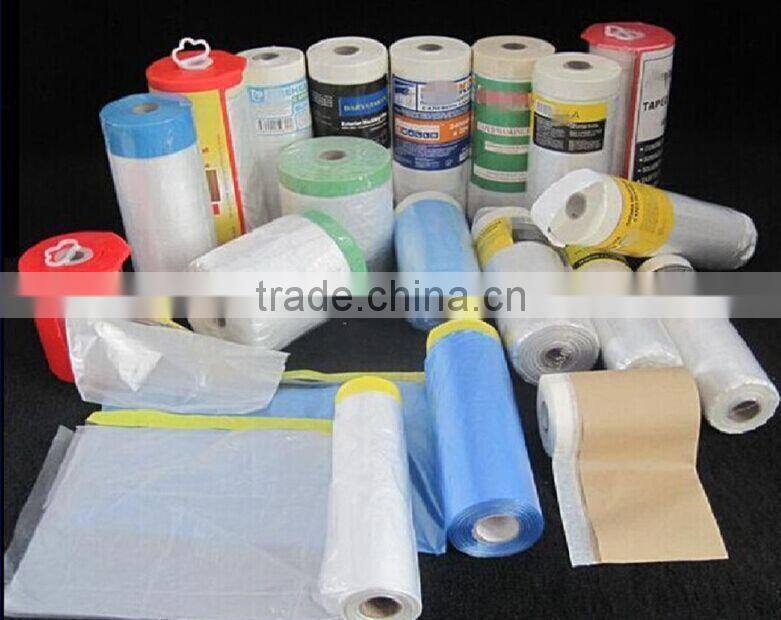 pretaped drop sheet pre-taped palstic film paint masker