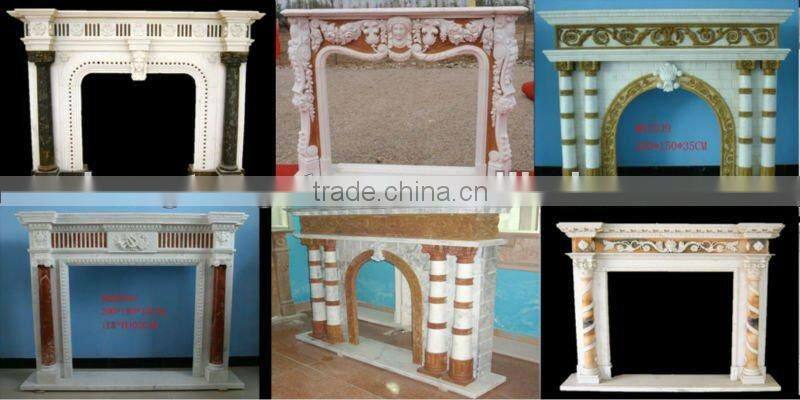 Yellow Marble Fireplace Mantel With Floral Design