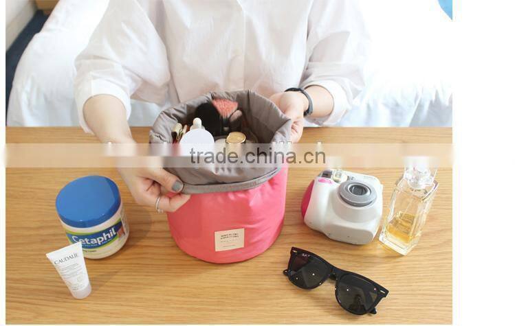 New han edition cylinder large volume waterproof draw string washing digital multifunctional travel to receive cosmetic bag