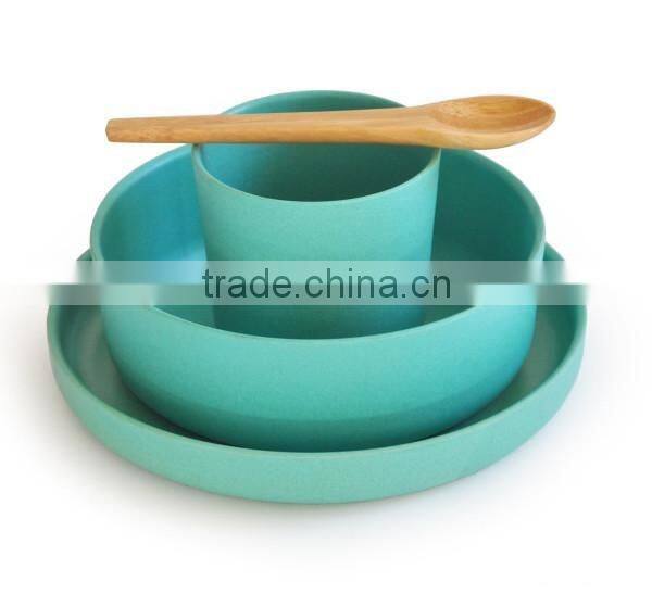 cute carton crab kids dinner set,bamboo fibre plate&bowl&tumbler&spoon&fork dinner set