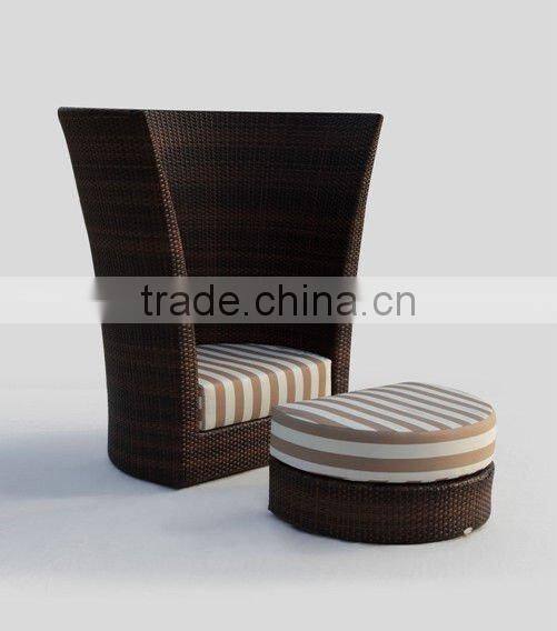 high ending high back wicker chair outdoor synthetic rattan day bed chair