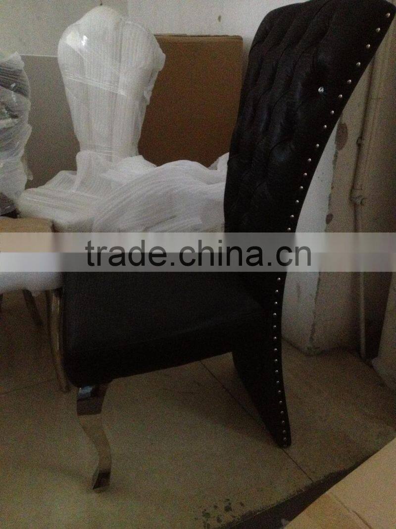 2014 new professional metal dining chair with pu upholster or fabric