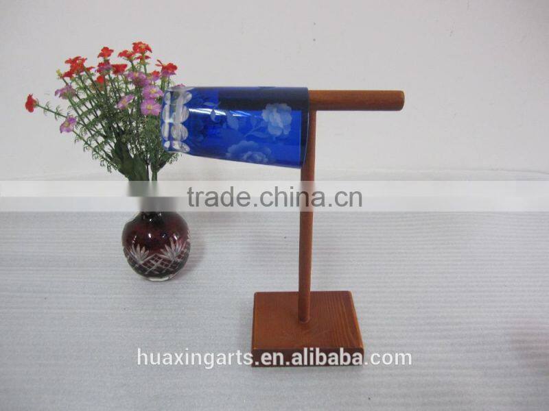 Wooden exquisite handcraft hanging glass shelves wooden shelves