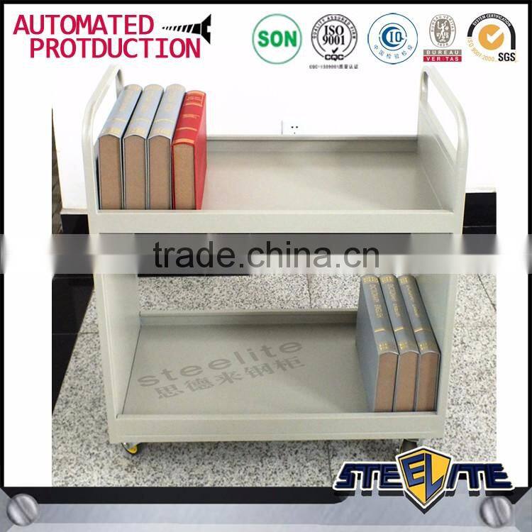 Single sided 2-tier book trolley/library book trolley