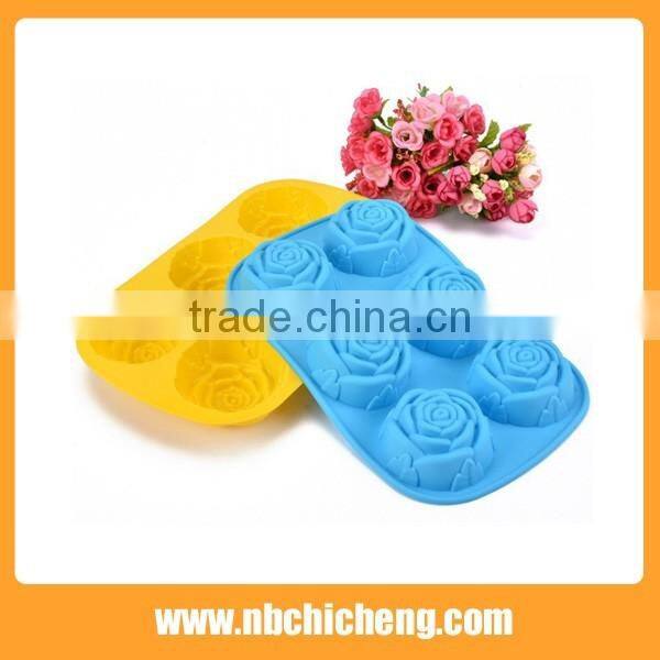 Flower Silicone Cake Mold, 6 Cavity Baking Soap Mold, Silicone Cake Bakeware