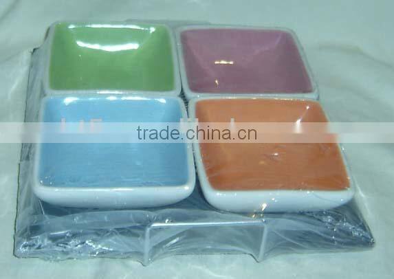 Set of 4 mini square ceramic snack tapas dish,snack tray