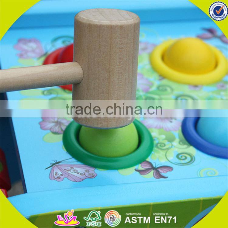 Wholesale educational wooden pounding toy multi function wooden pounding toy with abaucs and blocks W12D029