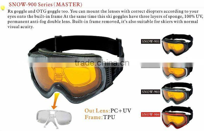 Nearsight sporty snow goggles,anti-fog ski goggle,optical ski glasses