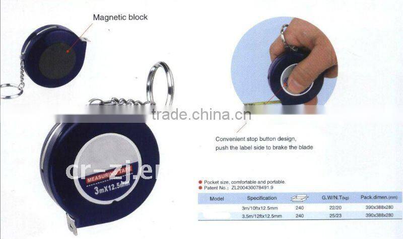 GOOD QUALITY&3MX12.5MM tape measure/measuring tape with magnetic block&Model CRCC-A2