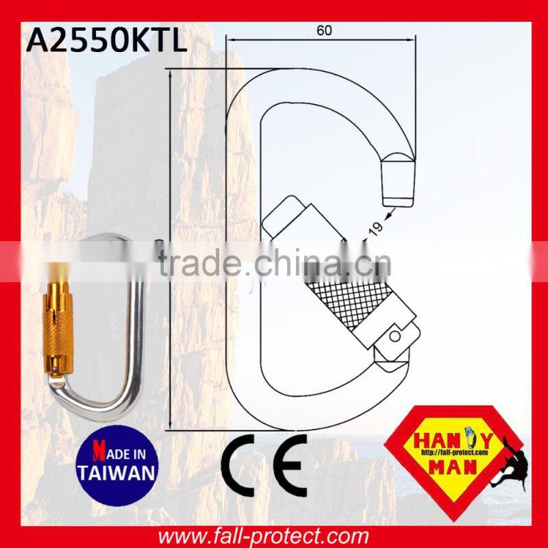 25KN Mountain Climbing Super O Type Aluminum Carabiner For Rescue