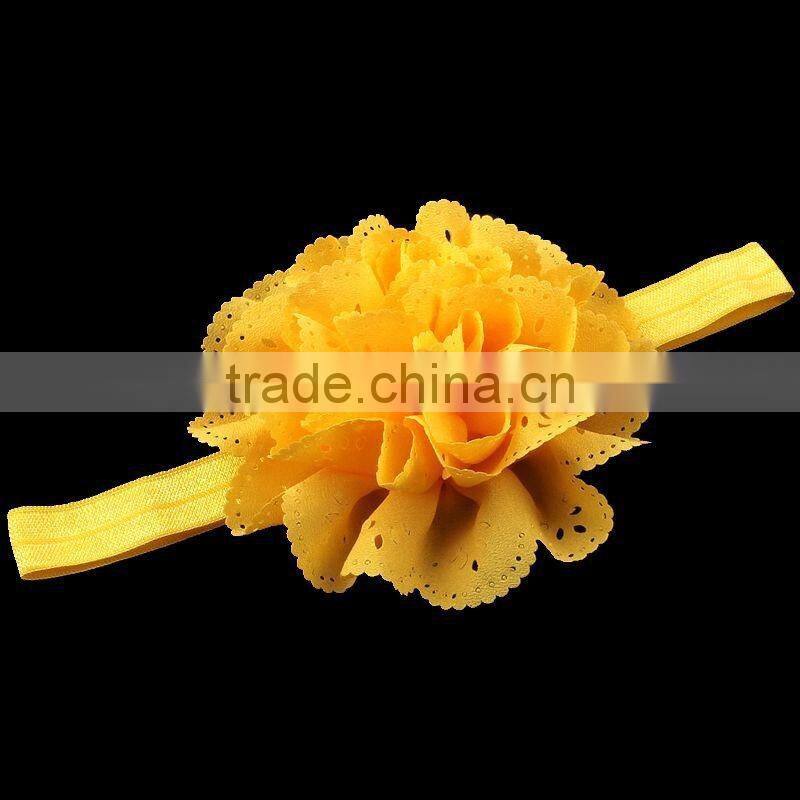 Pierced fabric flower hairbands for baby girls