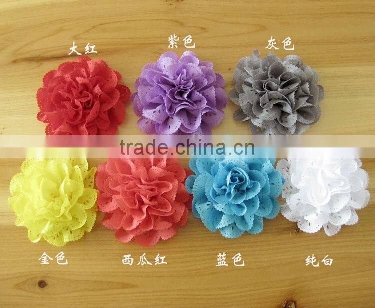 fabric flower with rhinestone in center for kids hair accessories