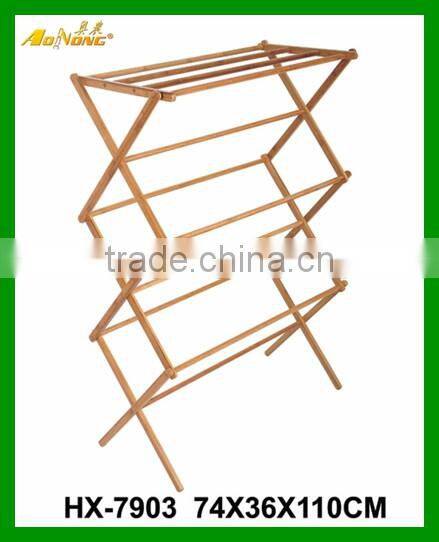 Custom Outdoor Folding Bamboo Vertical Clothes Drying Rack Stand For Sale
