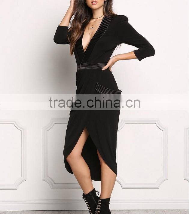 Sexy Black Structured Embossed V Plunge Dress American Girls Without Dresses Photos Names Of Ladies Western Designs HSD5473