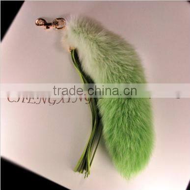 CX-R-50 Pink Keychain 2016 Fashion Genuine Fox Fur Pendant For Bag Cute Key Ring